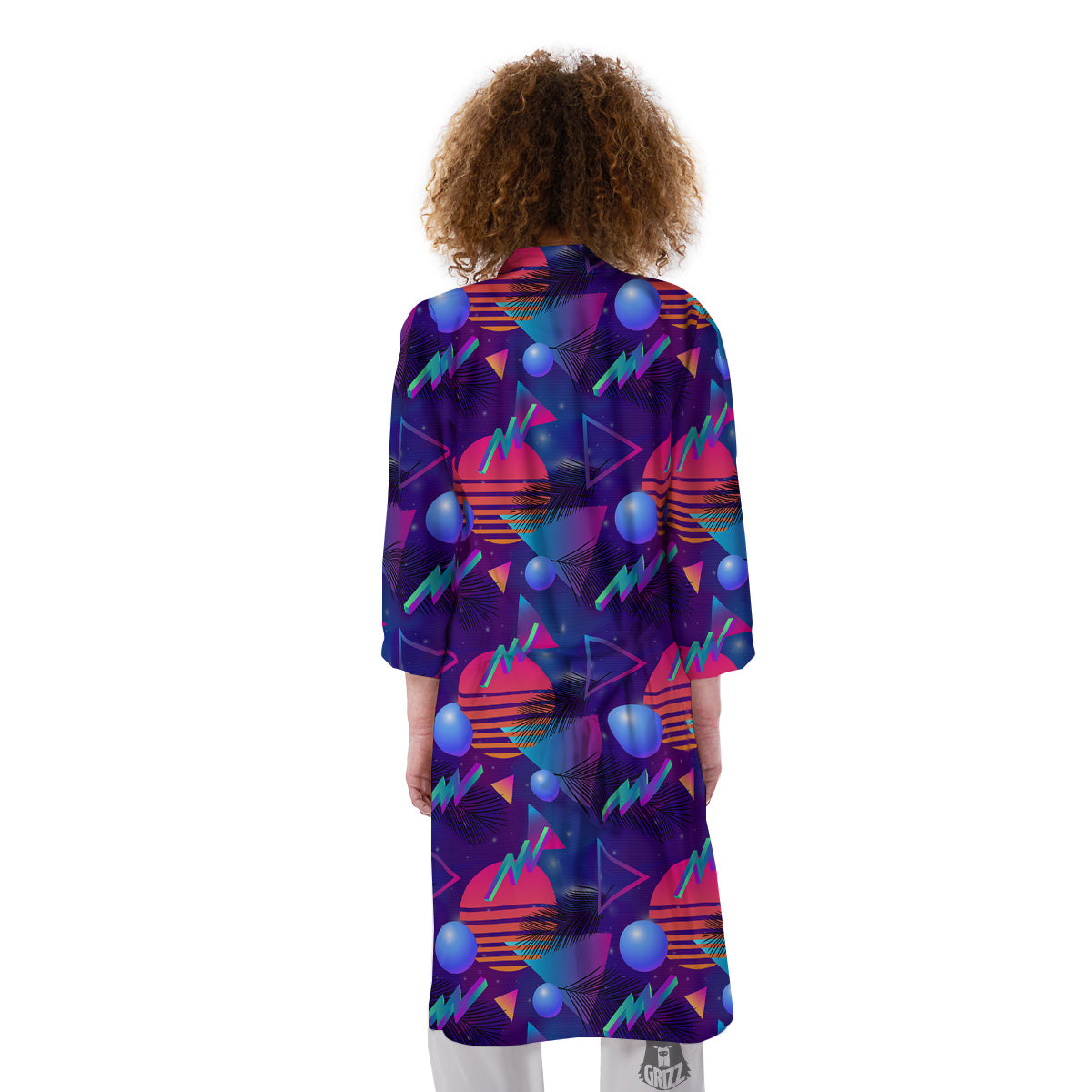 Retro Futuristic Neon Theme Print Pattern Kimono-grizzshop