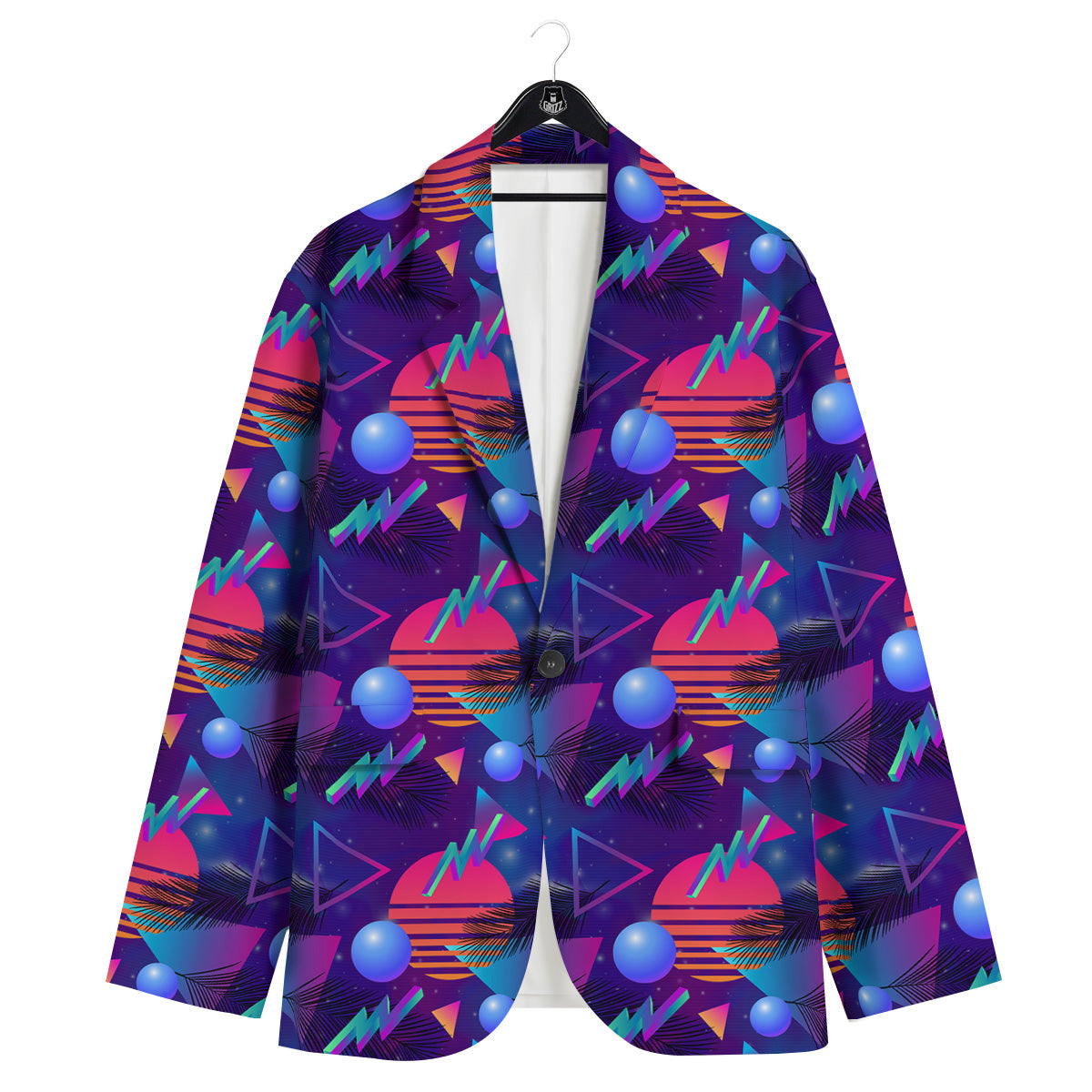 Retro Futuristic Neon Theme Print Pattern Men's Sport Coat-grizzshop