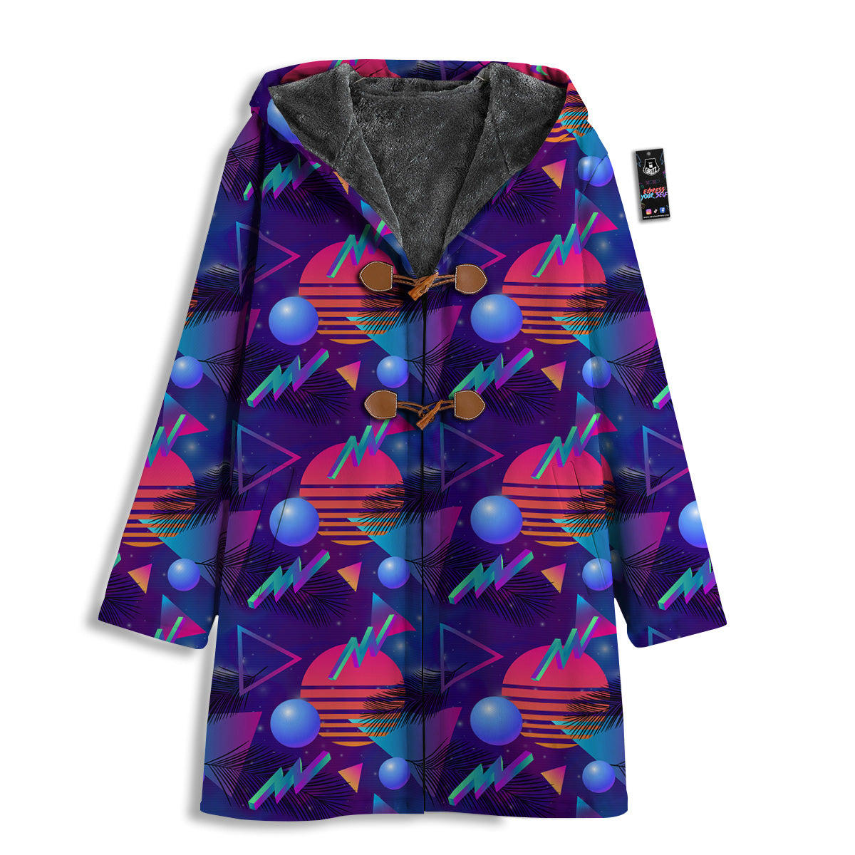 Retro Futuristic Neon Theme Print Pattern Men's Windbreaker Jacket-grizzshop