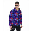 Retro Futuristic Neon Theme Print Pattern Men's Zip Up Hoodie-grizzshop