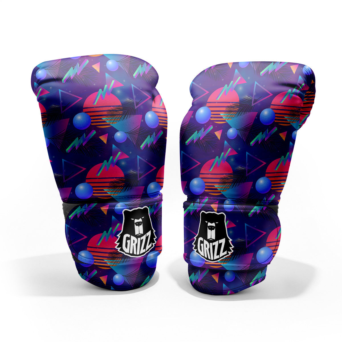 Retro Futuristic Neon Theme Print Pattern Pro Boxing Glove