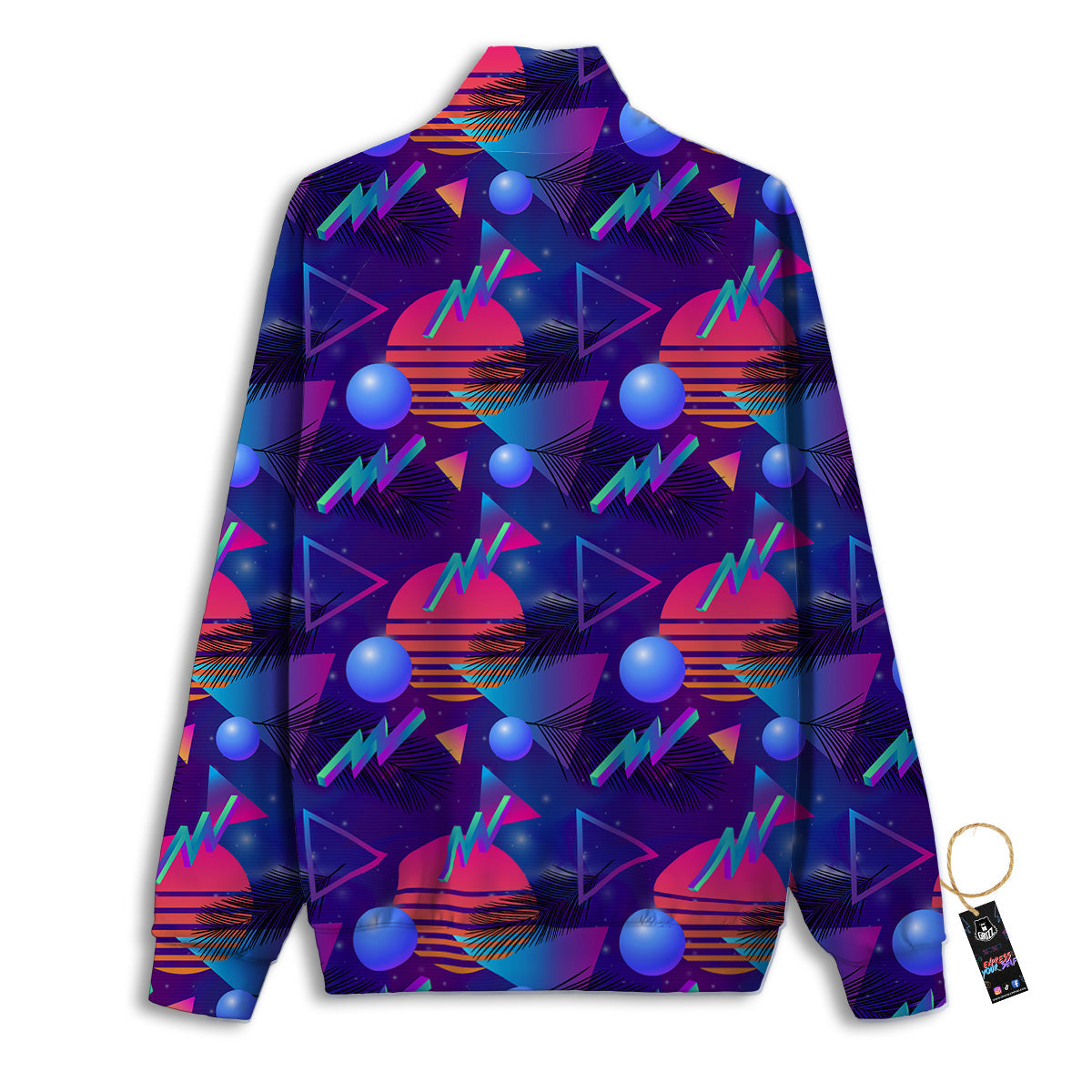 Retro Futuristic Neon Theme Print Pattern Track Jacket-grizzshop