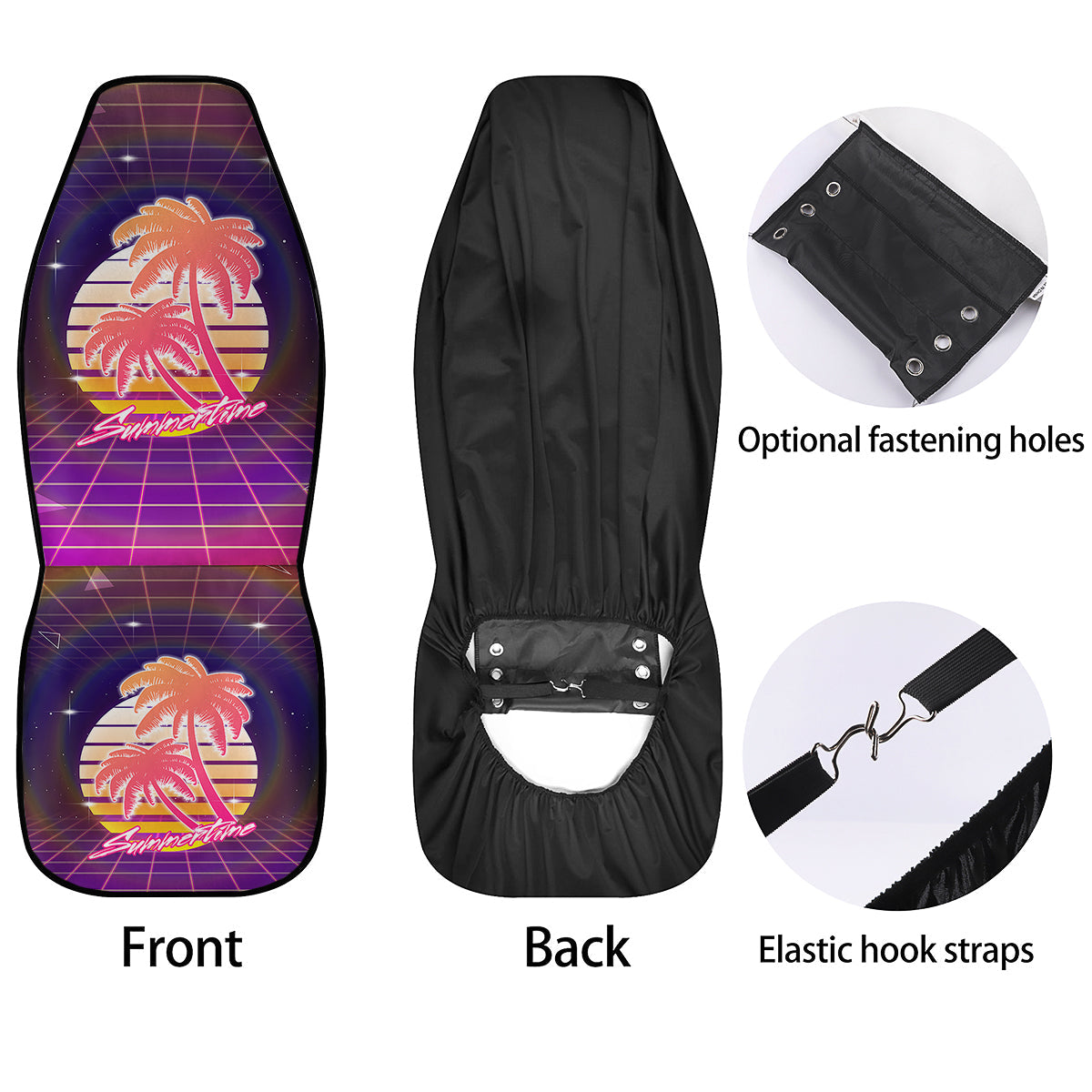 Retro Futuristic Palms Summer Time Print Car Seat Covers-grizzshop