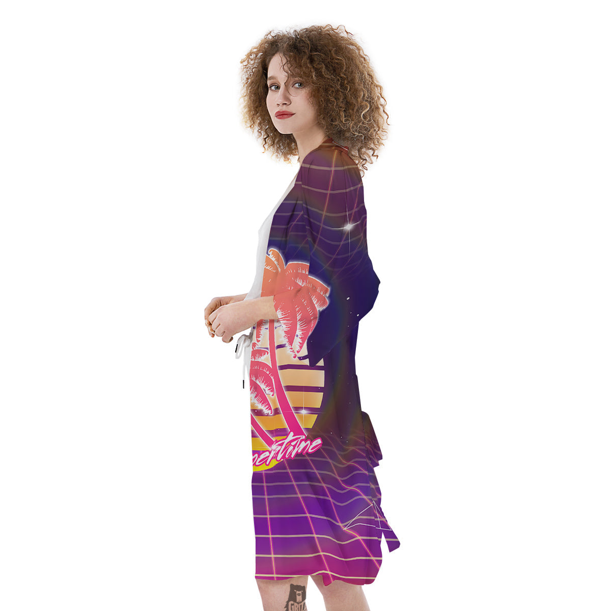 Retro Futuristic Palms Summer Time Print Kimono-grizzshop