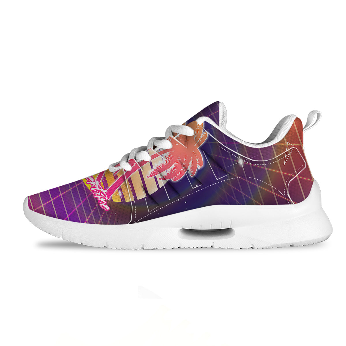 Retro Futuristic Palms Summer Time Print Tennis Shoes-grizzshop