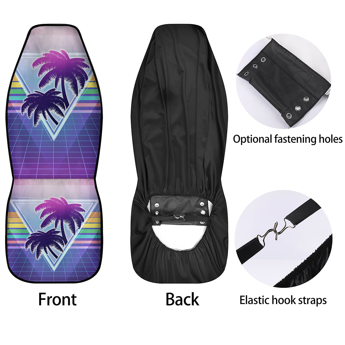 Retro Futuristic Palms Tree Print Car Seat Covers-grizzshop