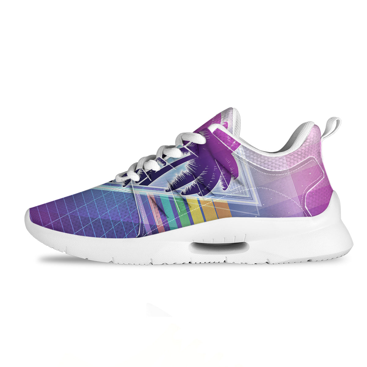 Retro Futuristic Palms Tree Print Tennis Shoes-grizzshop