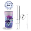 Retro Futuristic Palms Tree Print Tumbler-grizzshop