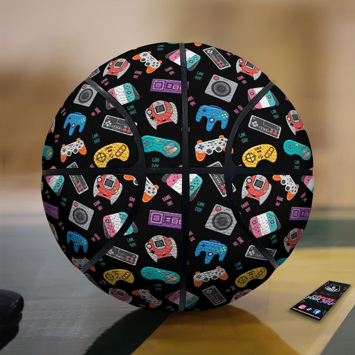 Retro Video Game Controller Print Pattern Basketball-grizzshop