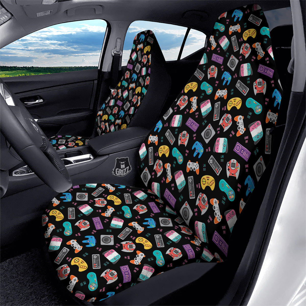 Retro Video Game Controller Print Pattern Car Seat Covers-grizzshop