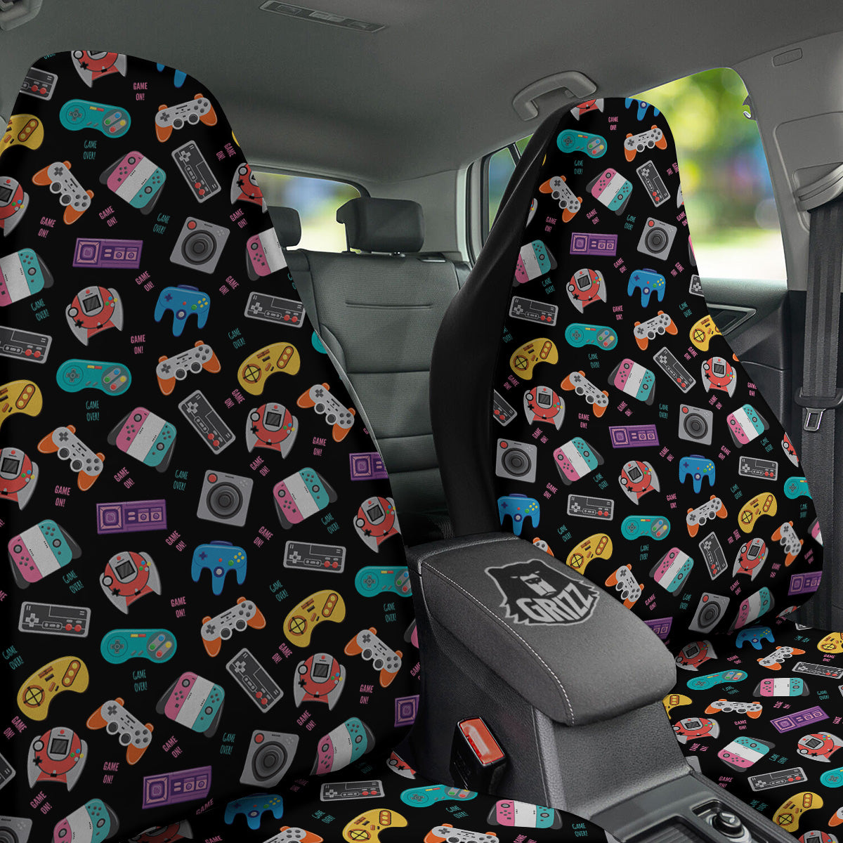 Retro Video Game Controller Print Pattern Car Seat Covers-grizzshop