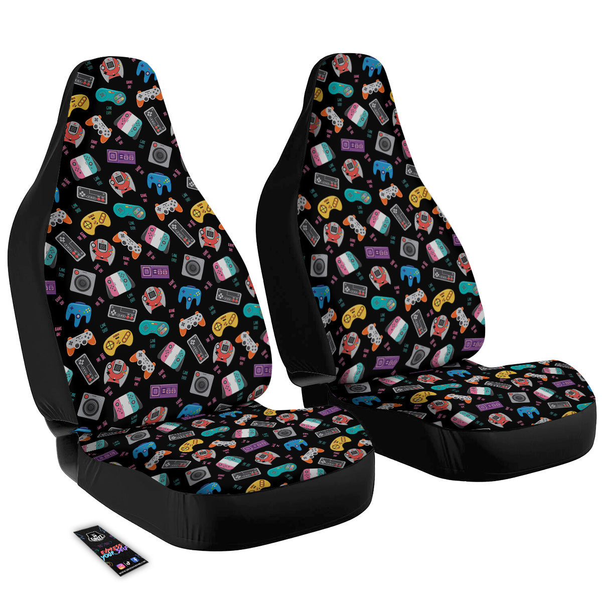 Retro Video Game Controller Print Pattern Car Seat Covers-grizzshop