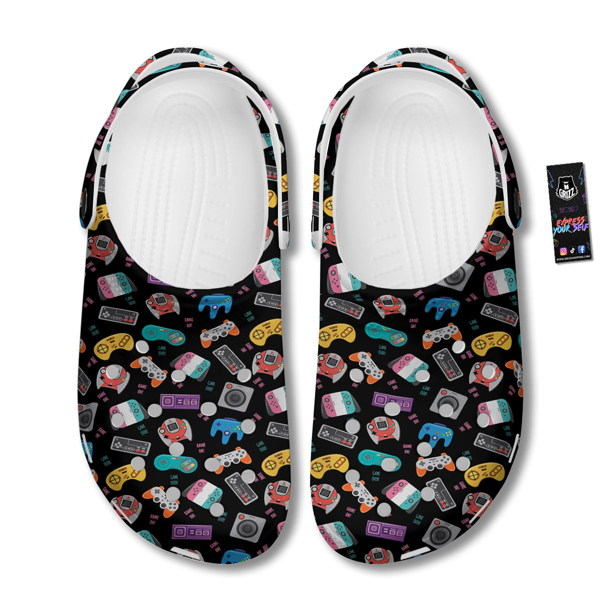 Retro Video Game Controller Print Pattern Clog-grizzshop