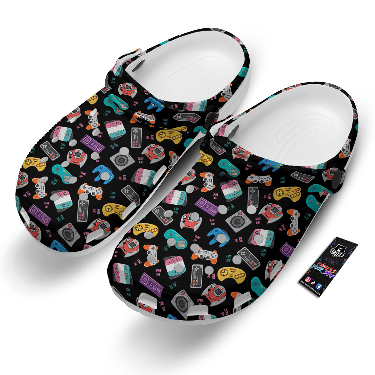 Retro Video Game Controller Print Pattern Clog-grizzshop