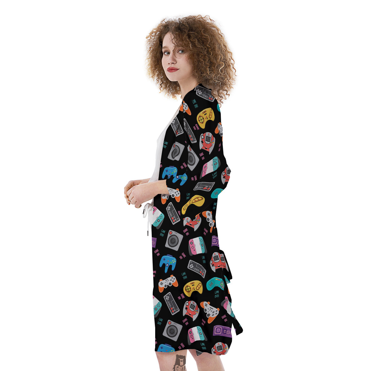 Retro Video Game Controller Print Pattern Kimono-grizzshop