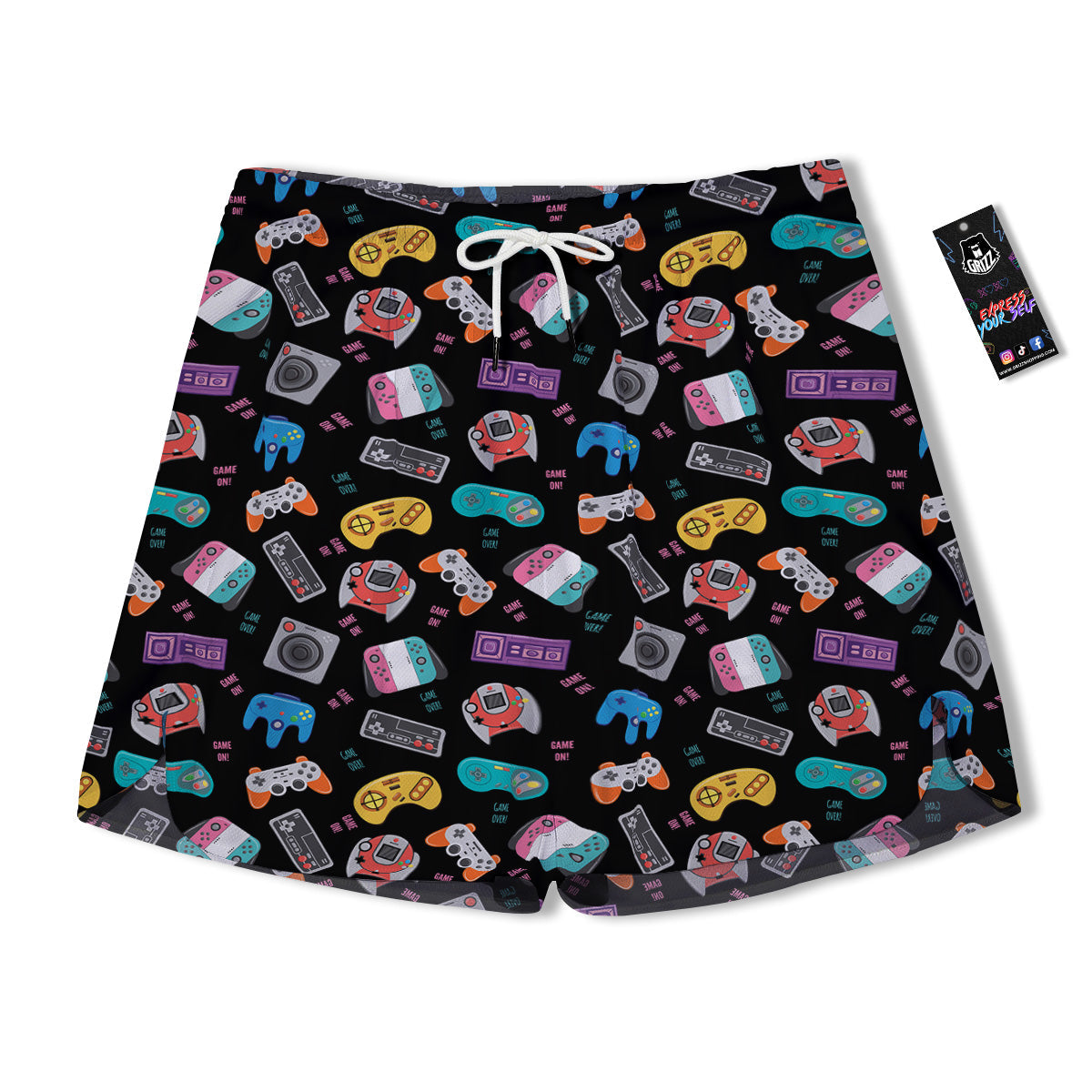 Retro Video Game Controller Print Pattern Men's Running Shorts-grizzshop