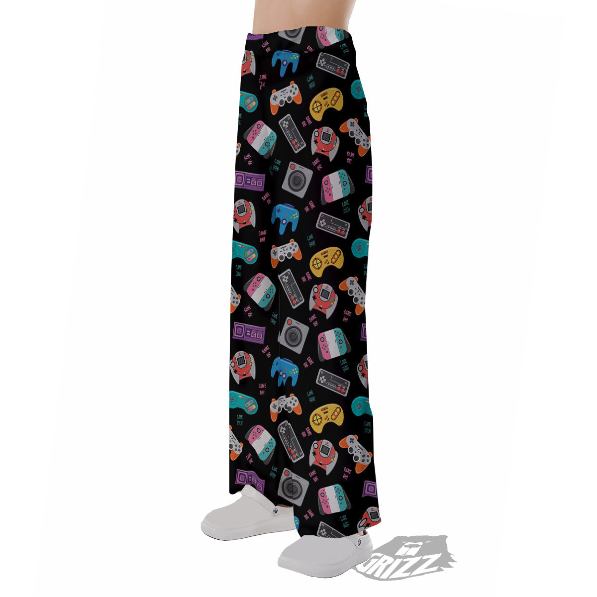 Retro Video Game Controller Print Pattern Pajama Pants-grizzshop