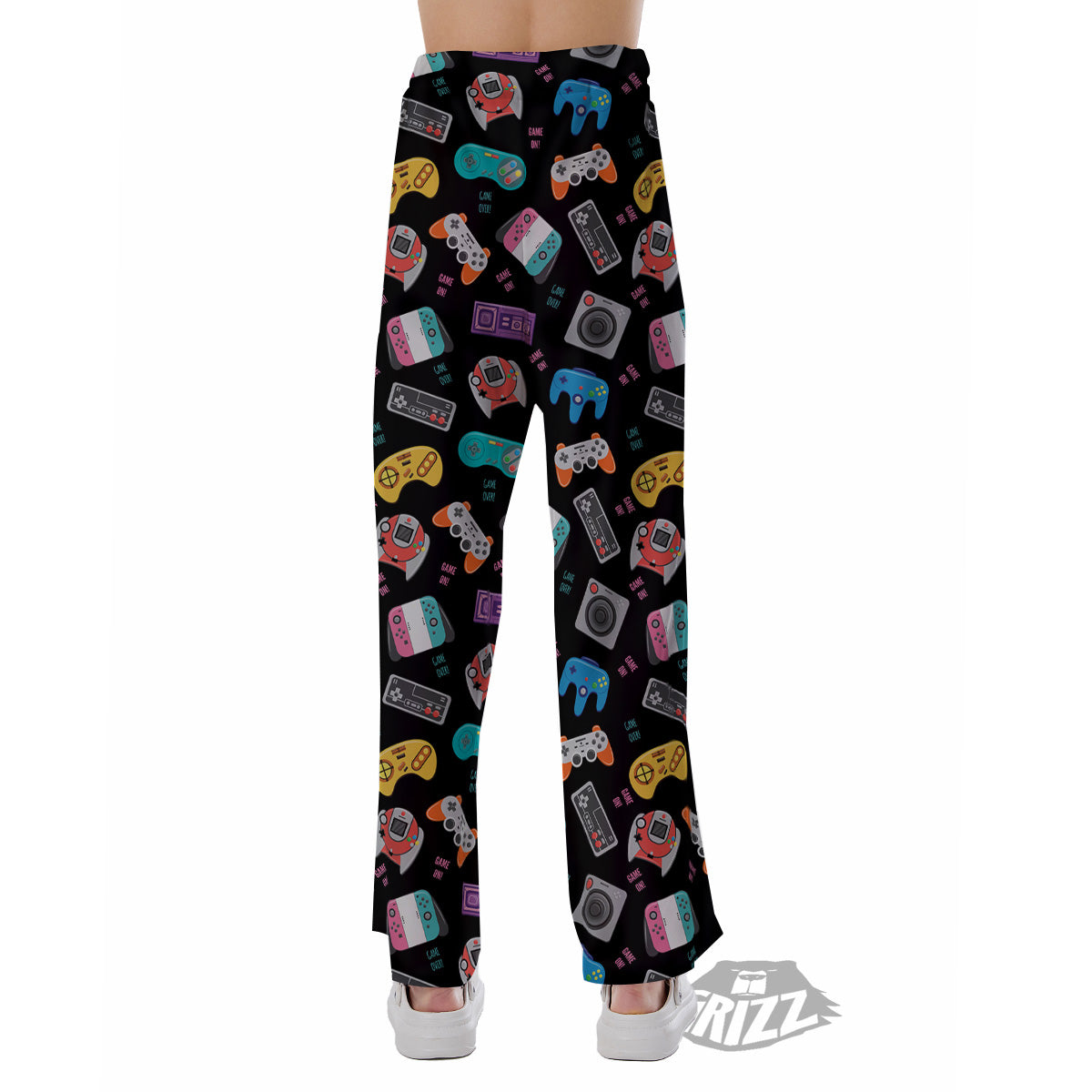 Retro Video Game Controller Print Pattern Pajama Pants-grizzshop