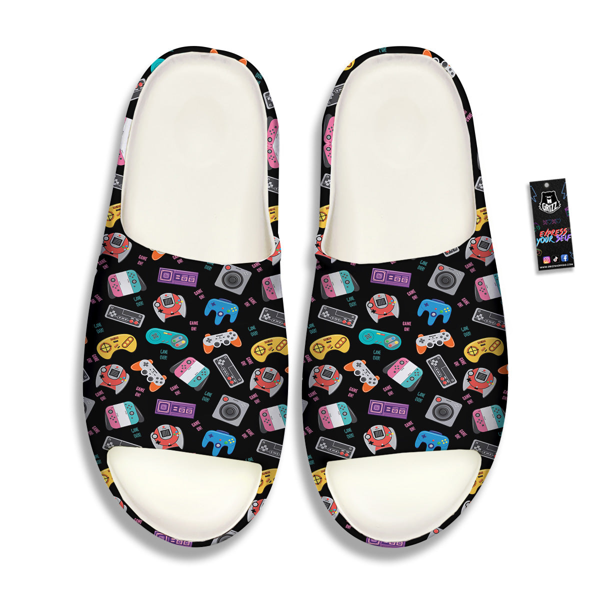 Retro Video Game Controller Print Pattern Sandals-grizzshop