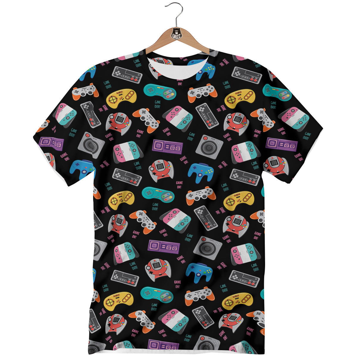 Retro Video Game Controller Print Pattern T-Shirt-grizzshop
