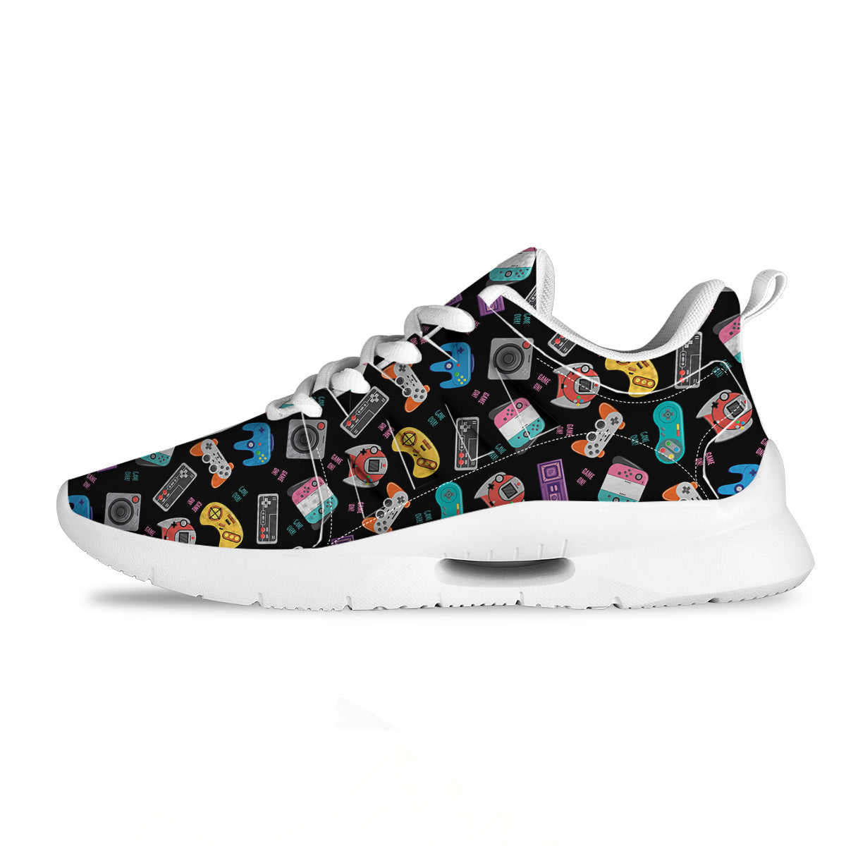 Retro Video Game Controller Print Pattern Tennis Shoes-grizzshop