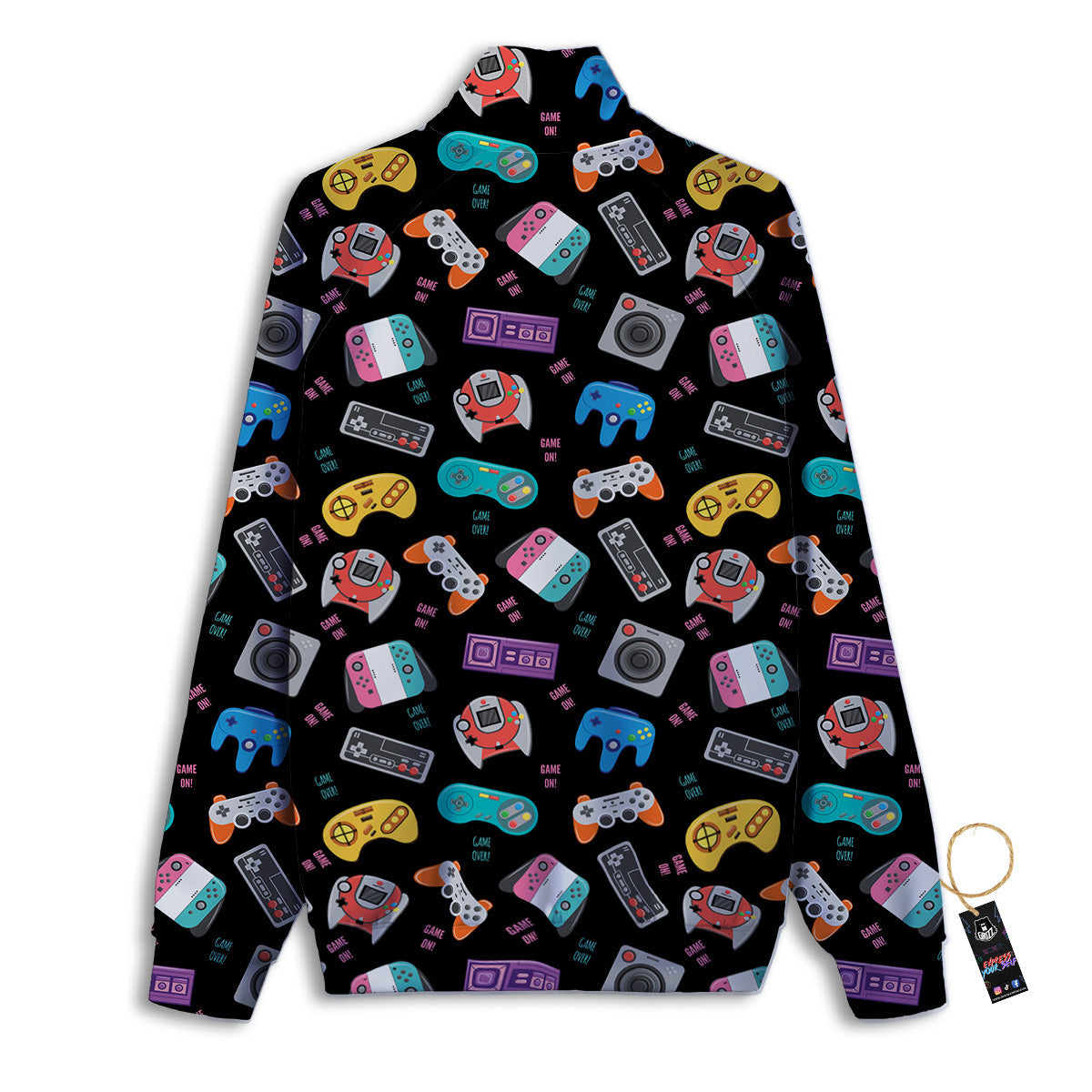 Retro Video Game Controller Print Pattern Track Jacket-grizzshop