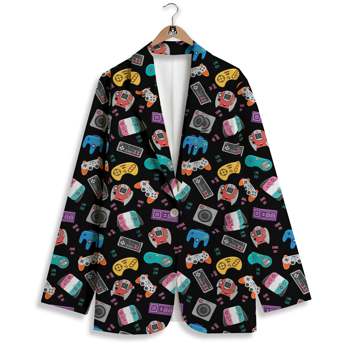 Retro Video Game Controller Print Pattern Women's Blazer-grizzshop