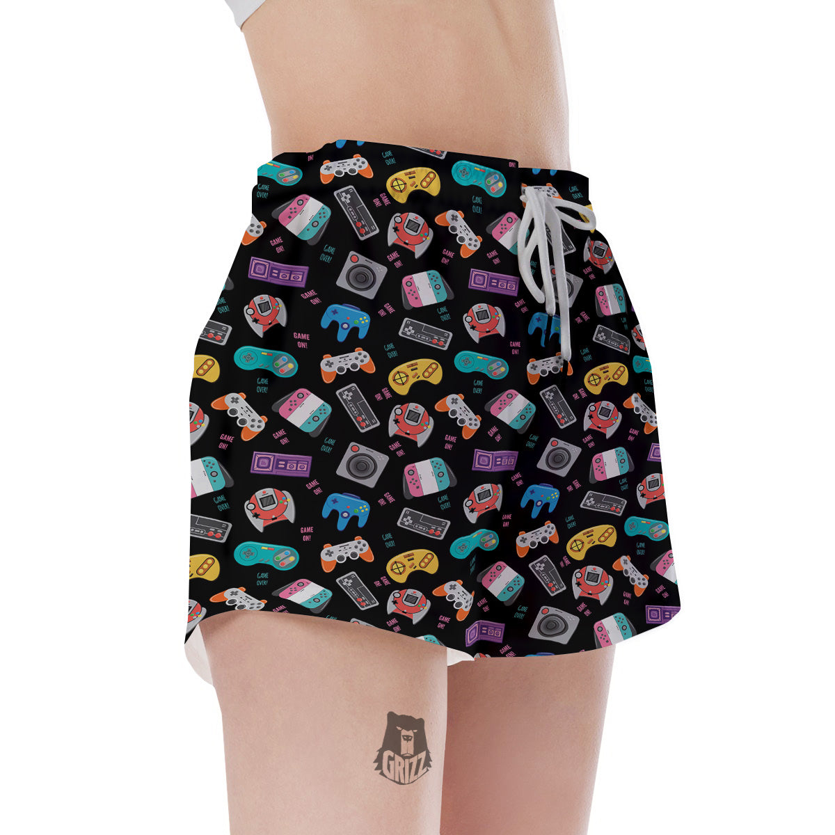 Retro Video Game Controller Print Pattern Women's Shorts-grizzshop