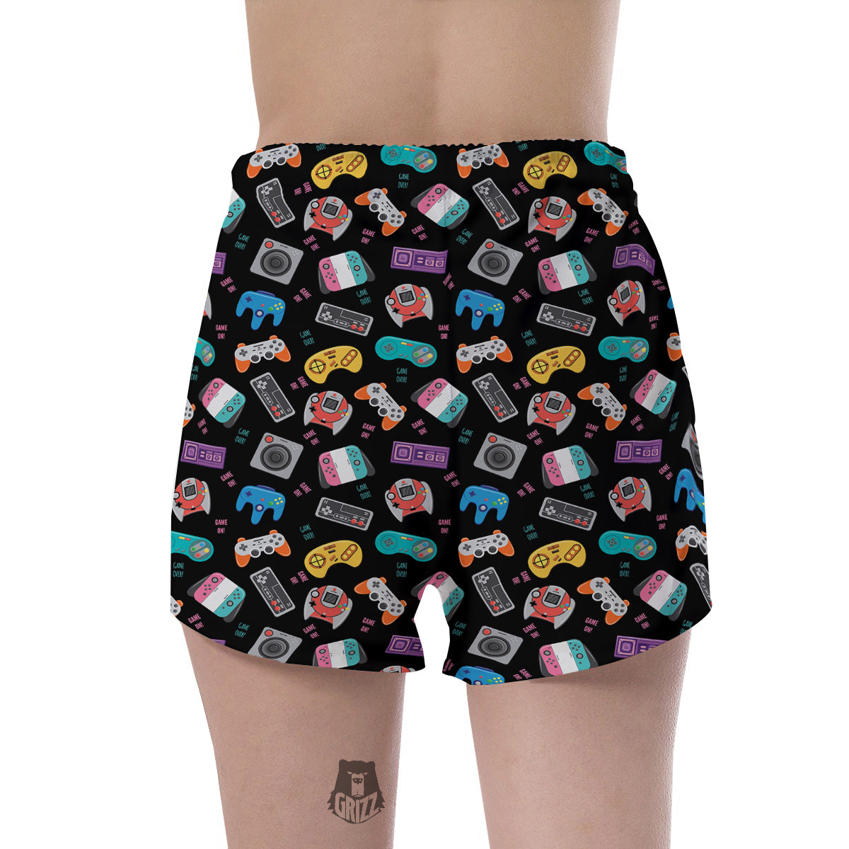 Retro Video Game Controller Print Pattern Women's Shorts-grizzshop