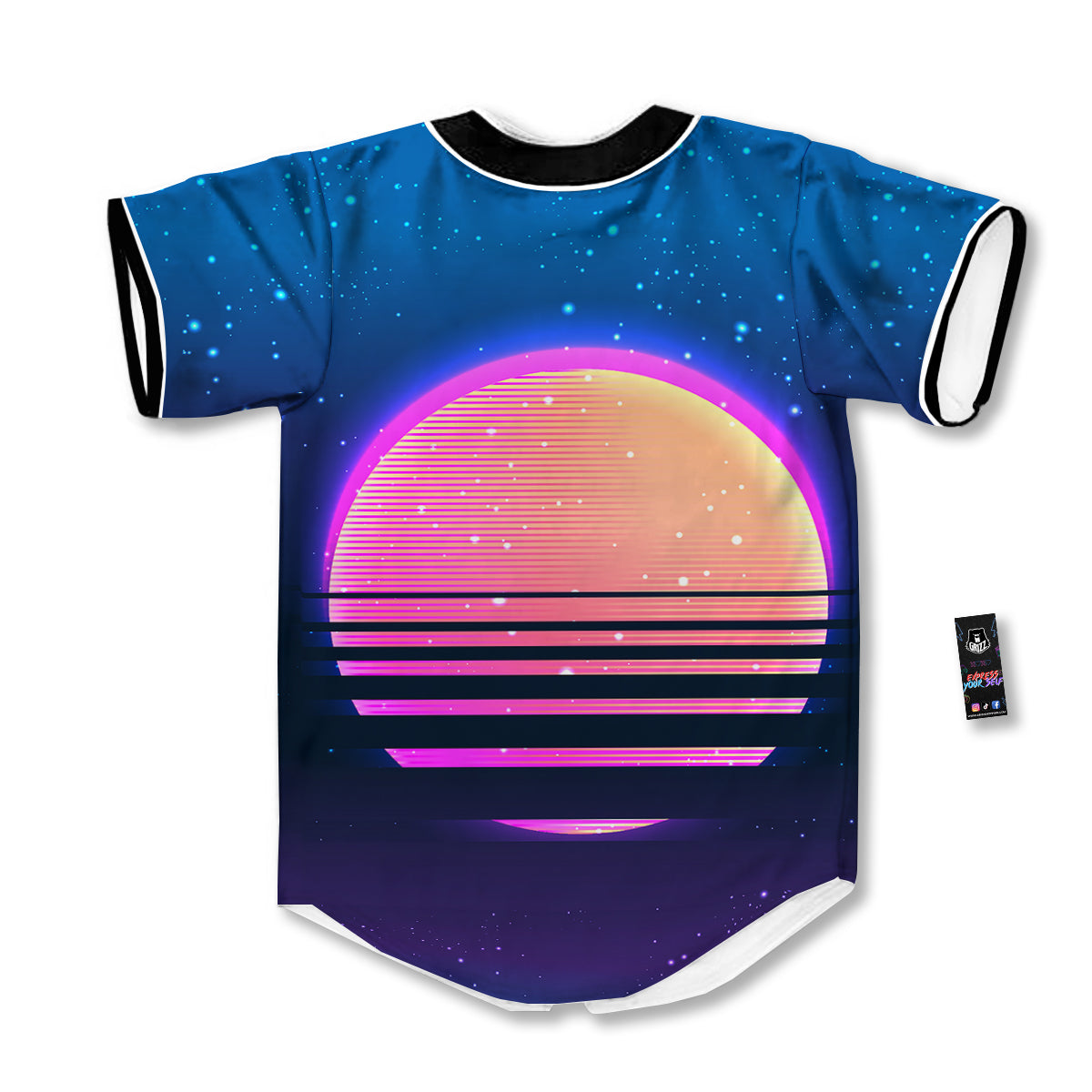 Retro Vintage Sun Print Baseball Jersey-grizzshop