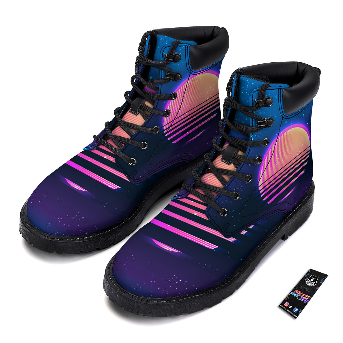 Retro Vintage Sun Print Boots-grizzshop