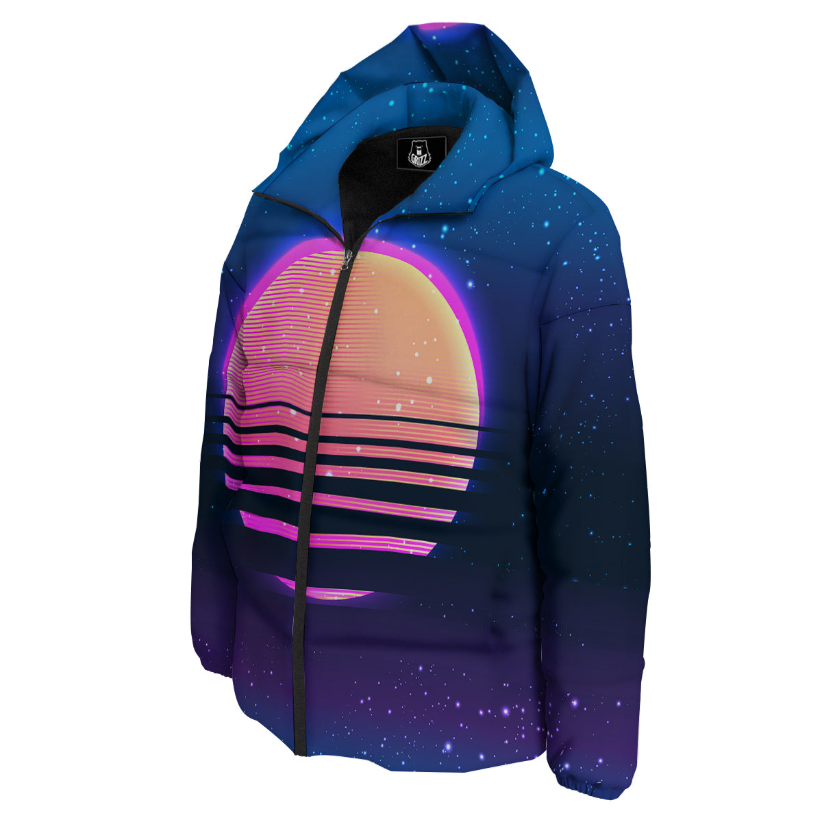 Retro Vintage Sun Print Down Jacket-grizzshop