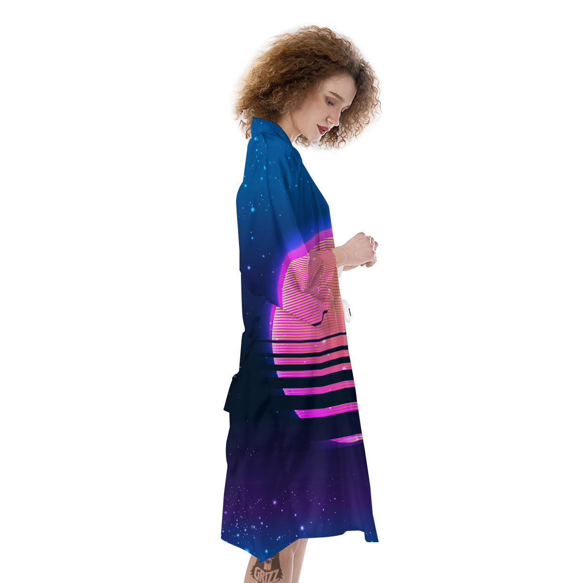 Retro Vintage Sun Print Kimono-grizzshop