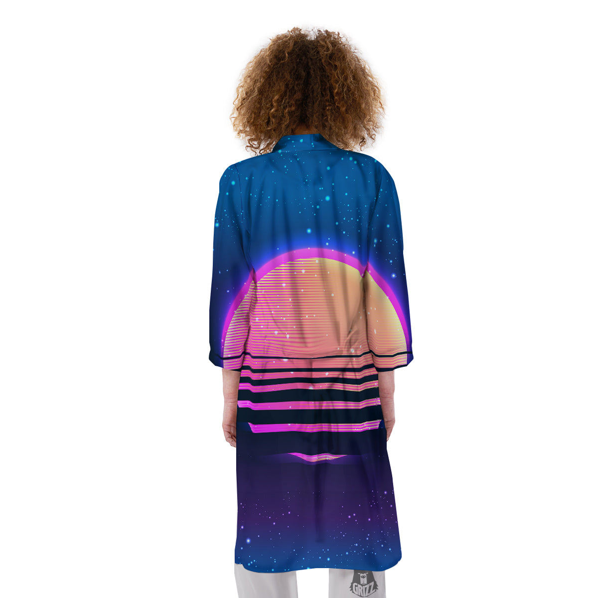 Retro Vintage Sun Print Kimono-grizzshop