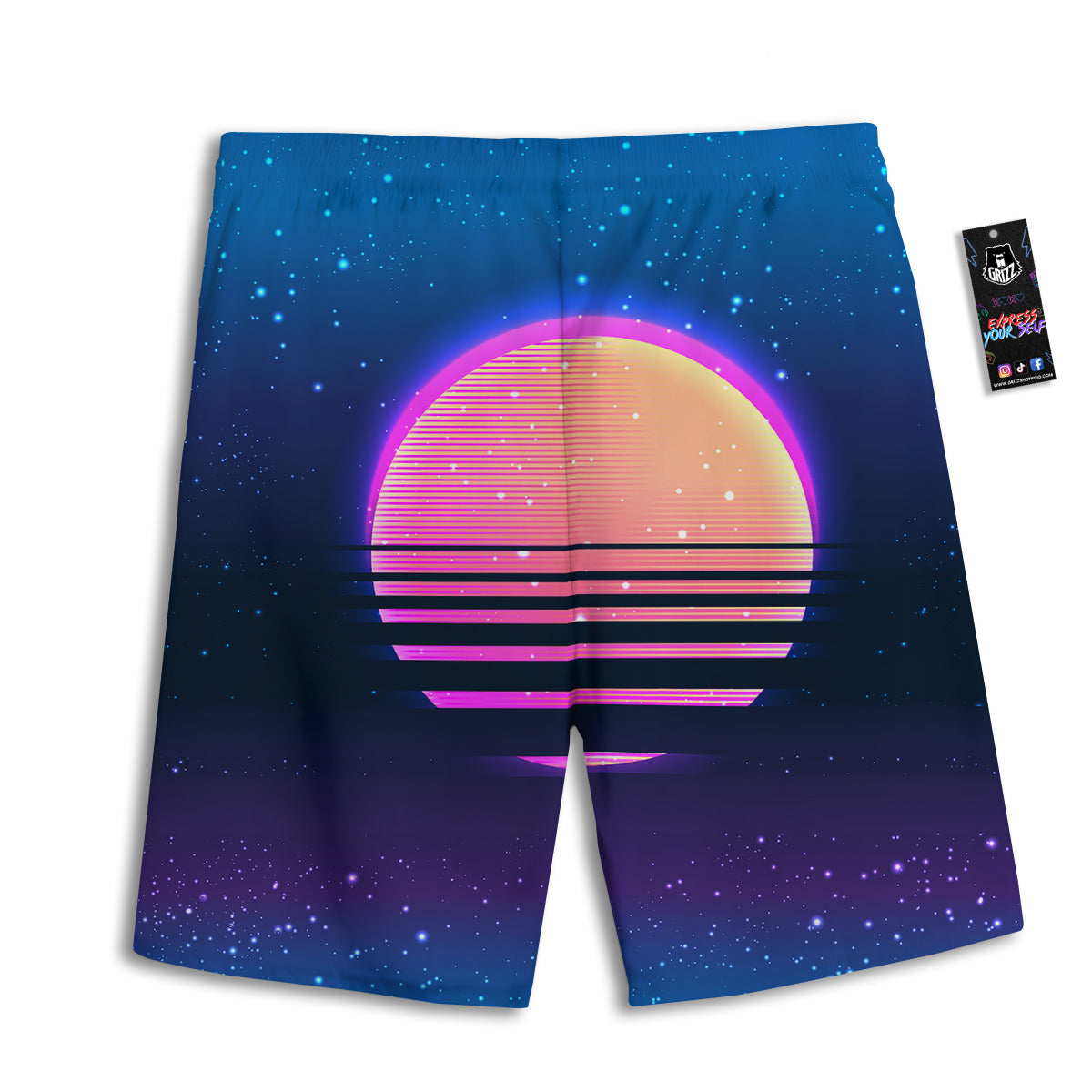Retro Vintage Sun Print Men's Athletic Shorts