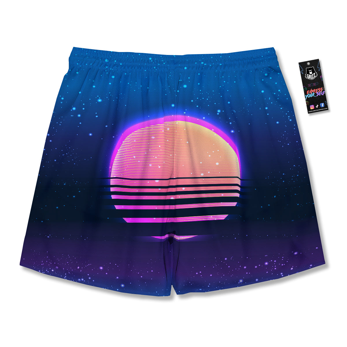 Retro Vintage Sun Print Men's Running Shorts-grizzshop