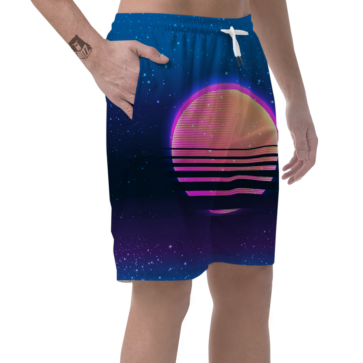 Retro Vintage Sun Print Men's Shorts-grizzshop
