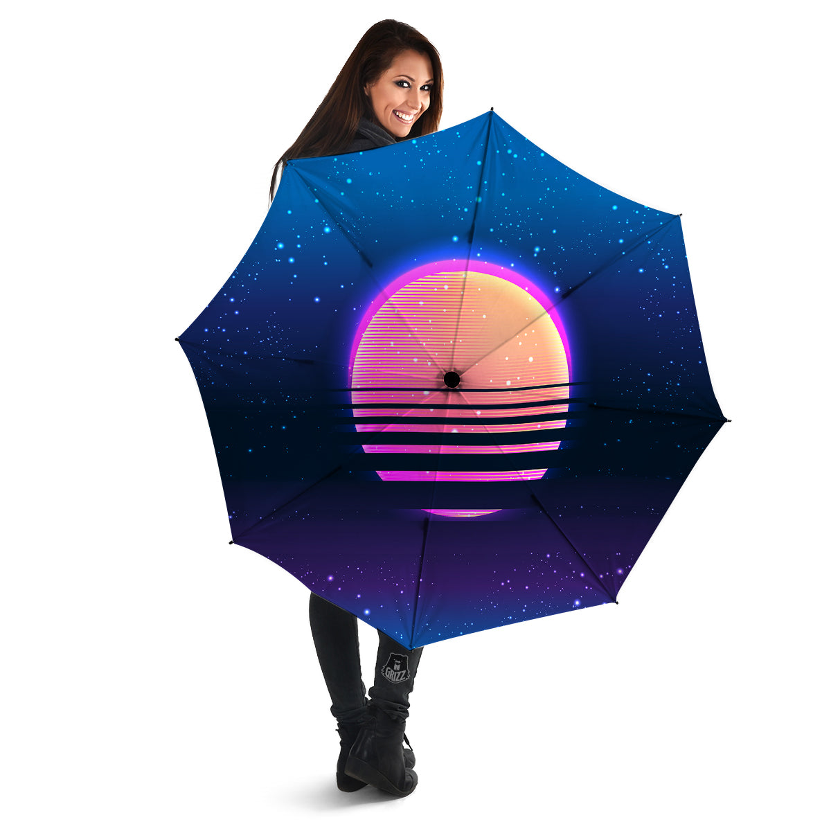 Retro Vintage Sun Print Umbrella-grizzshop