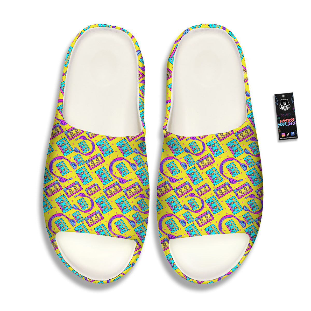Retro Cassette And Earphones Print Pattern Sandals-grizzshop