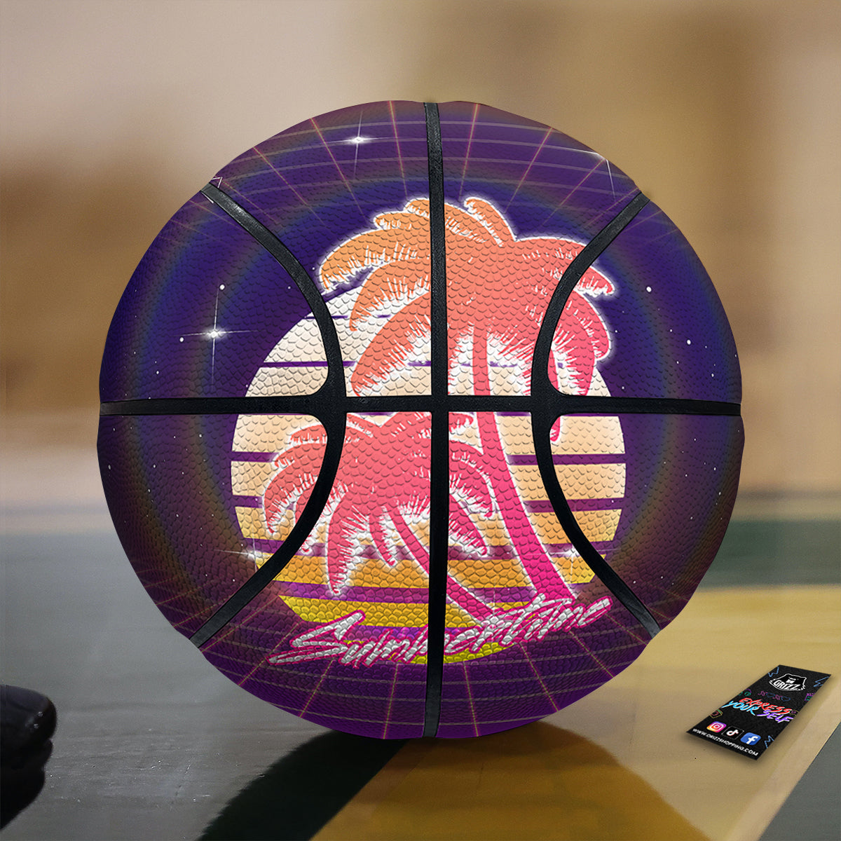 Retro Futuristic Palms Summer Time Print Basketball