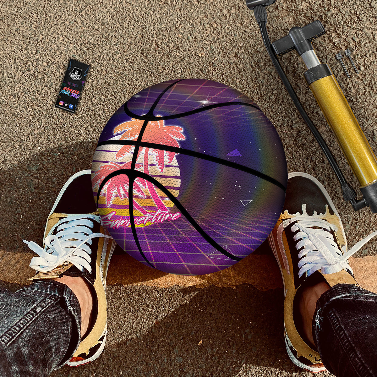 Retro Futuristic Palms Summer Time Print Basketball
