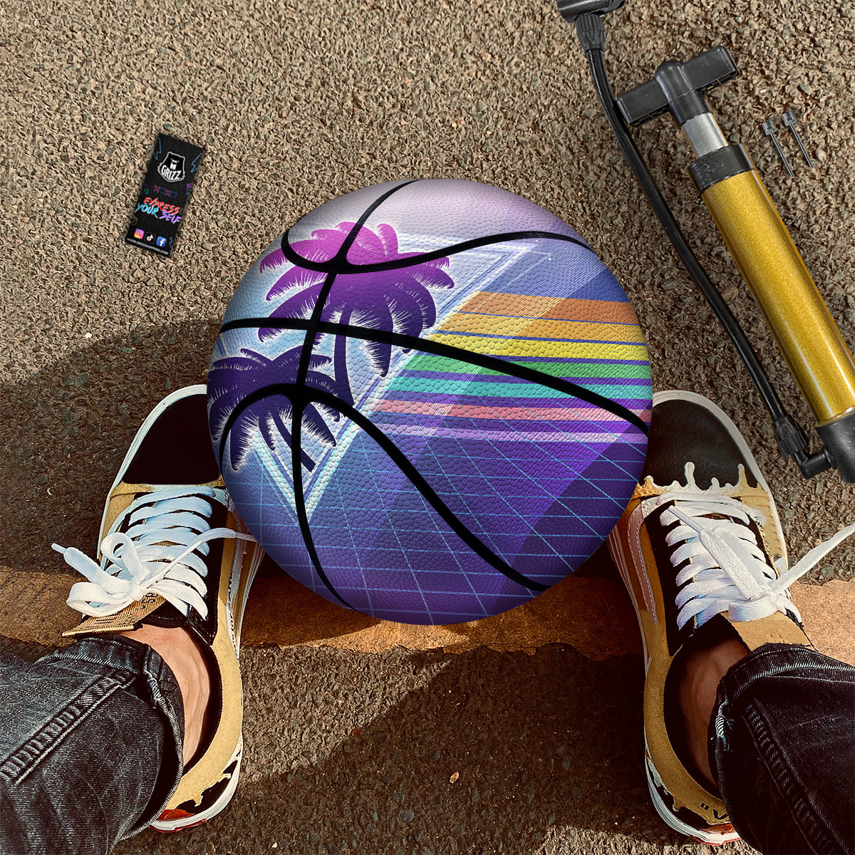 Retro Futuristic Palms Tree Print Basketball
