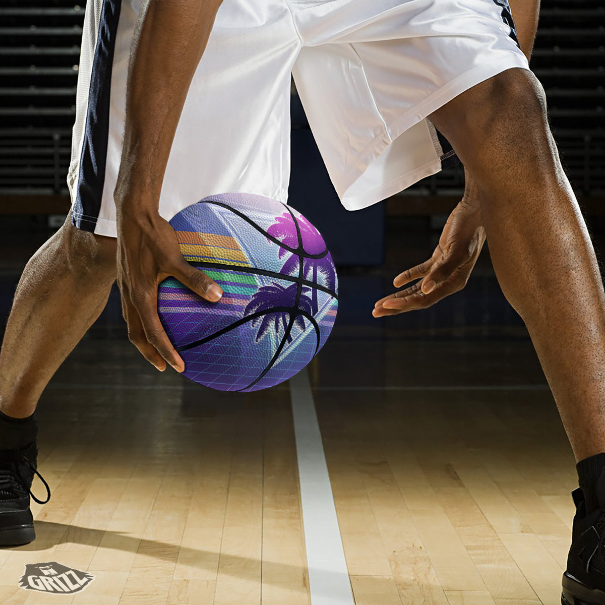 Retro Futuristic Palms Tree Print Basketball