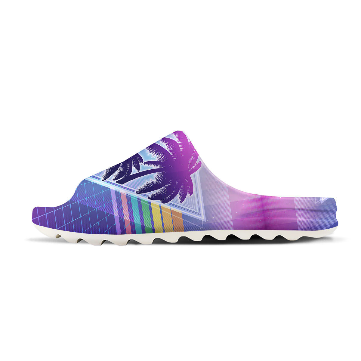 Retro Futuristic Palms Tree Print Sandals-grizzshop