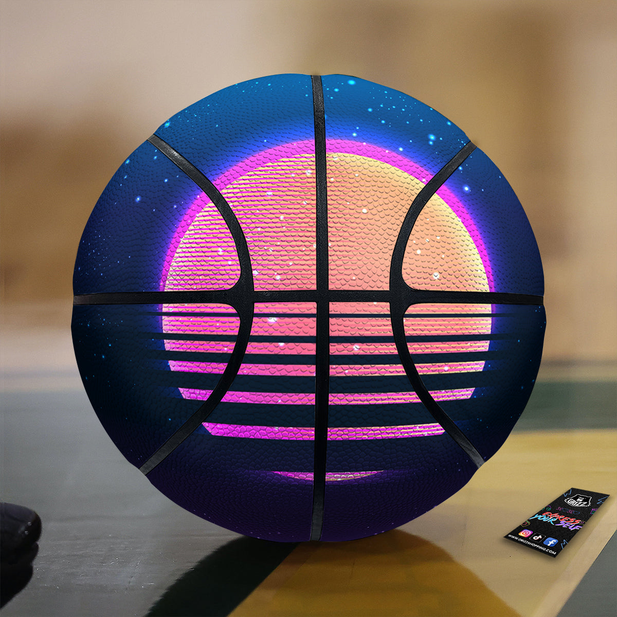 Retro Vintage Sun Print Basketball