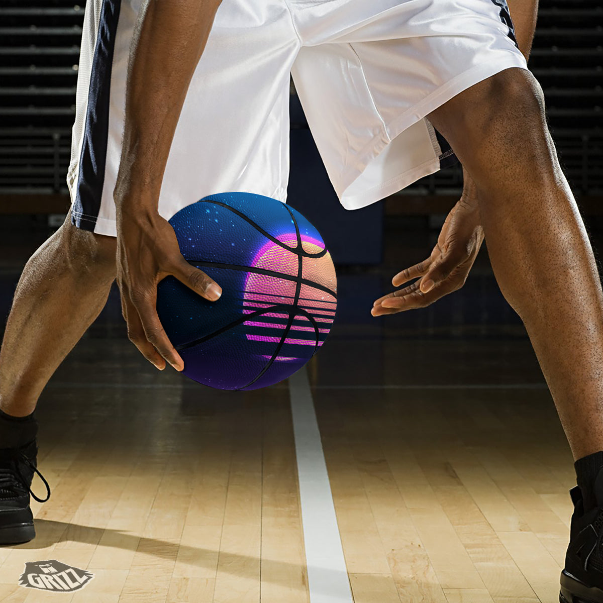 Retro Vintage Sun Print Basketball