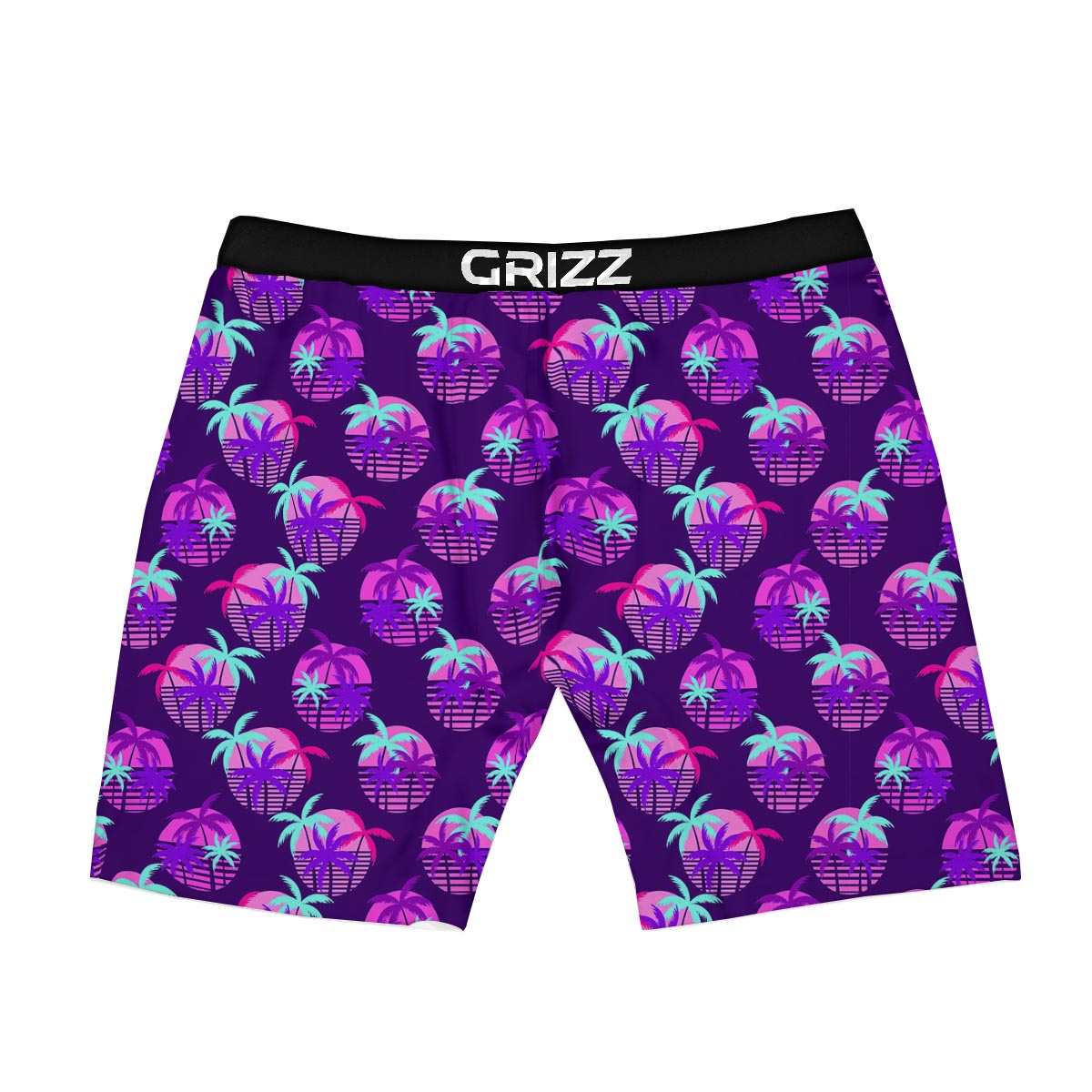 Retrowave Sunset Palm Tree Print Pattern Boxer Briefs-grizzshop