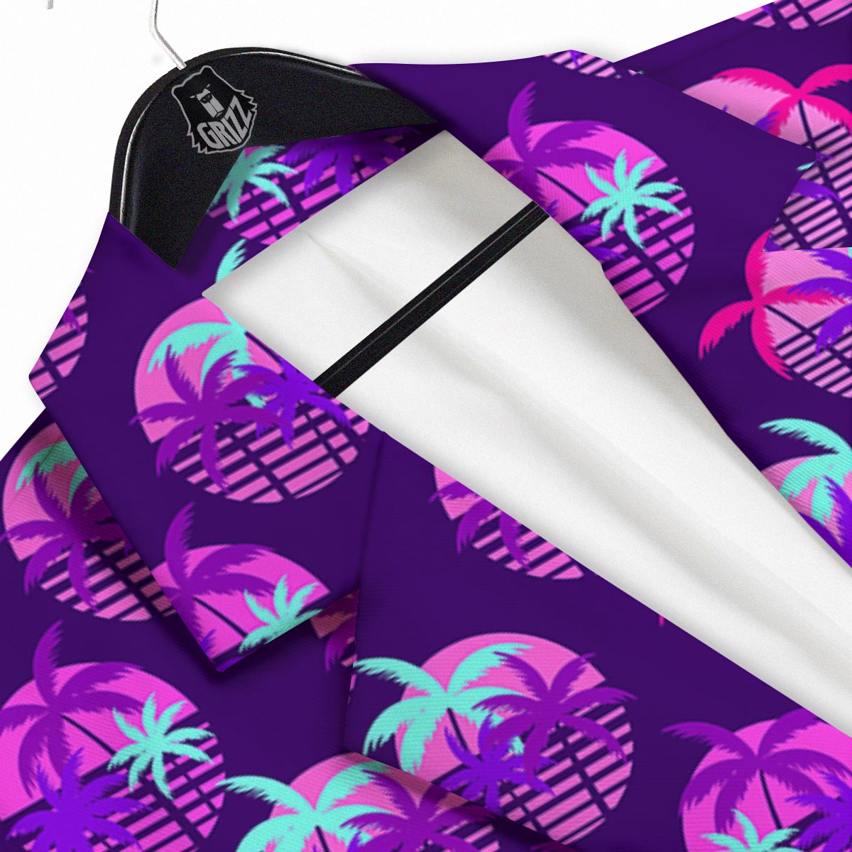 Retrowave Sunset Palm Tree Print Pattern Men's Sport Coat-grizzshop