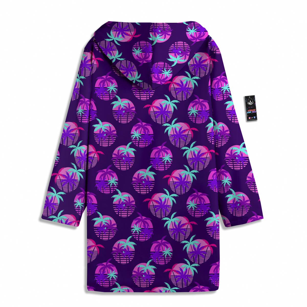Retrowave Sunset Palm Tree Print Pattern Men's Windbreaker Jacket-grizzshop