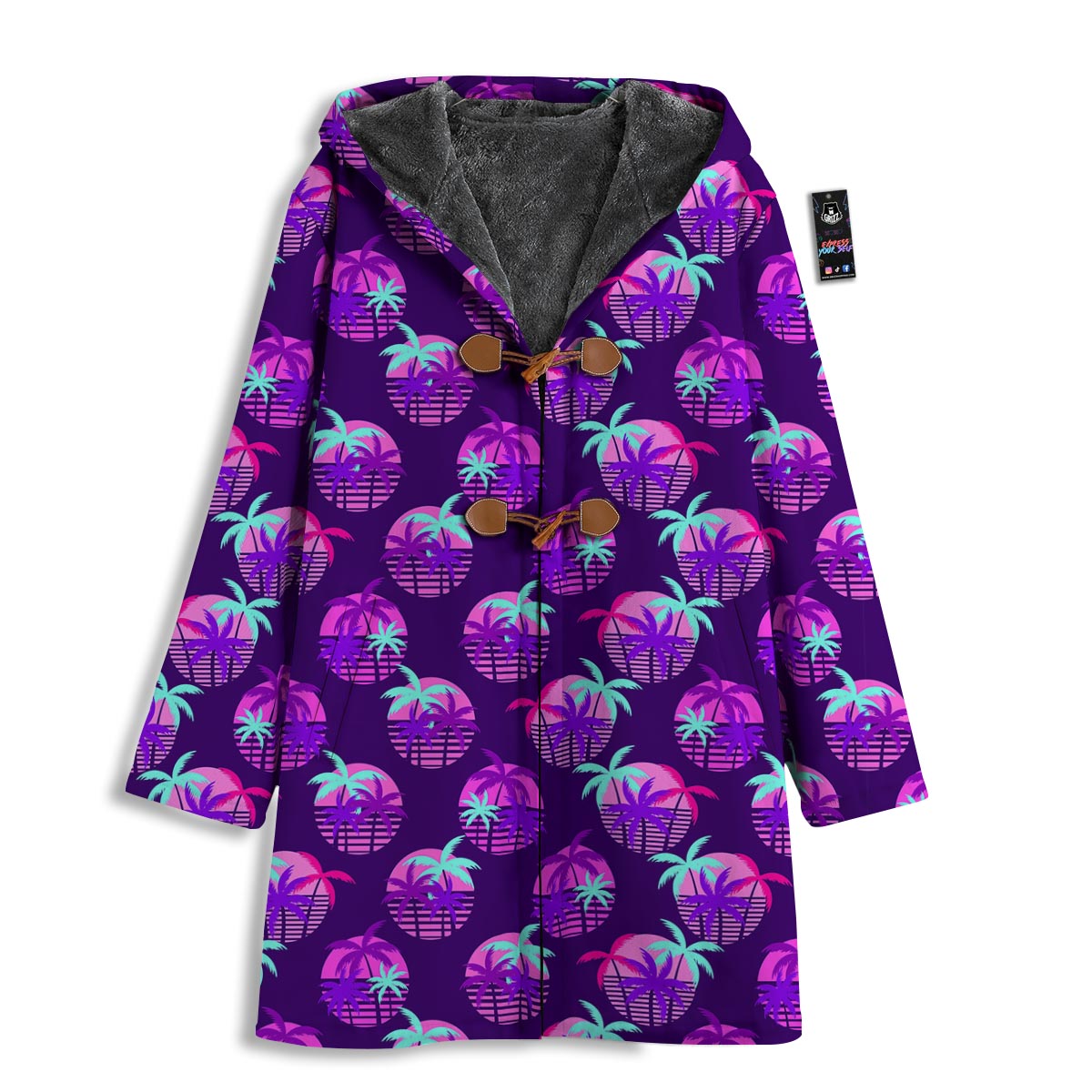 Retrowave Sunset Palm Tree Print Pattern Men's Windbreaker Jacket-grizzshop